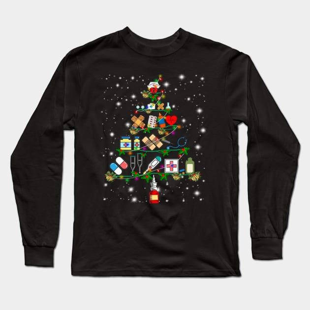 Merry Christmas Nurse Long Sleeve T-Shirt by Ohooha